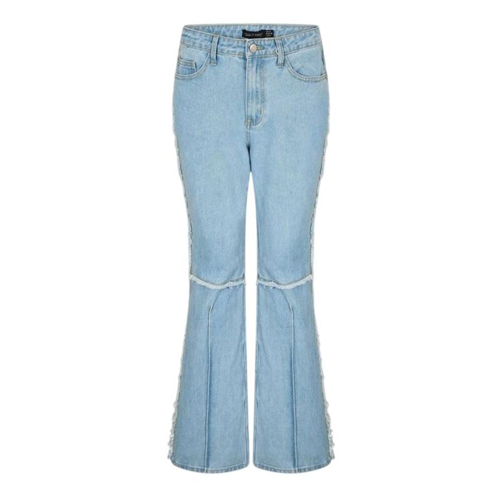 I Saw It First Womens/Ladies Denim Frayed Edge Flared Jeans / Blue